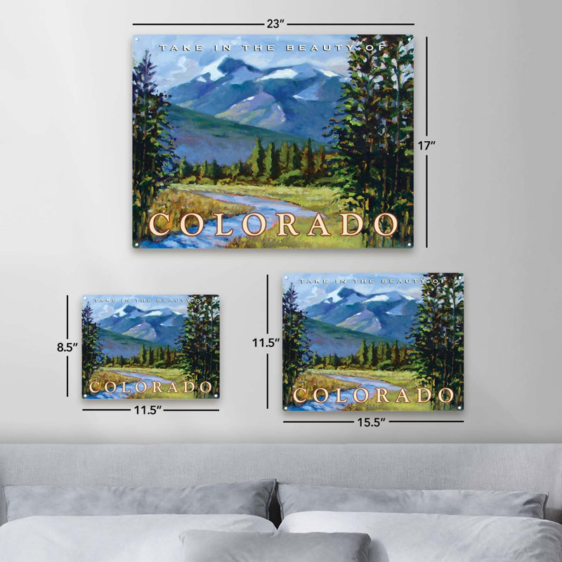 Beauté du Colorado sur impression métallique, H 11,5 po x l 15,5 po x P 0,04 po