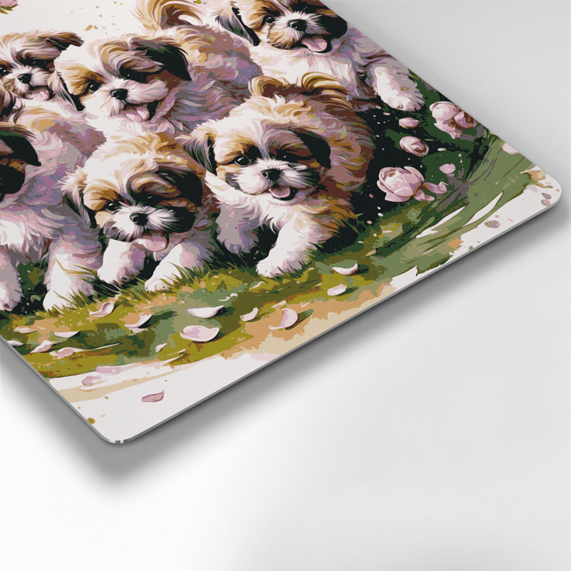 Chiens, art mural beige en métal Shih Tzu, H 8 po x l 8 po