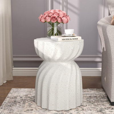 Aubria Concrete Top Drum Round Side Table
