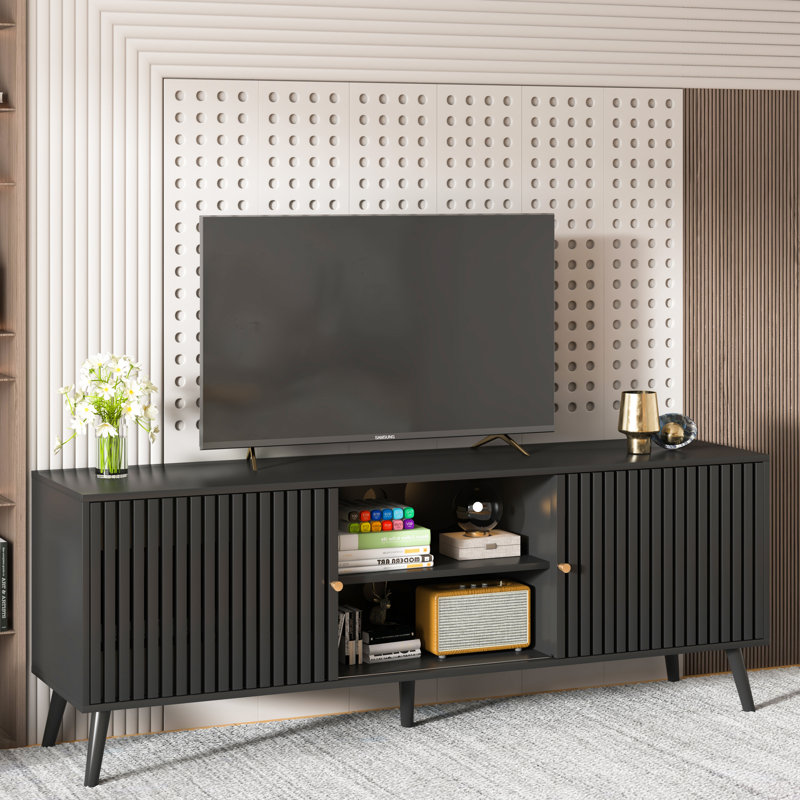 Honoria Media Consoles Tv Stand For Tvs Up To 70", Black