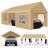 12x20 ft Heavy Duty Car Canopy with Roll-up Windows with Removable Sidewalls & Door-105229233