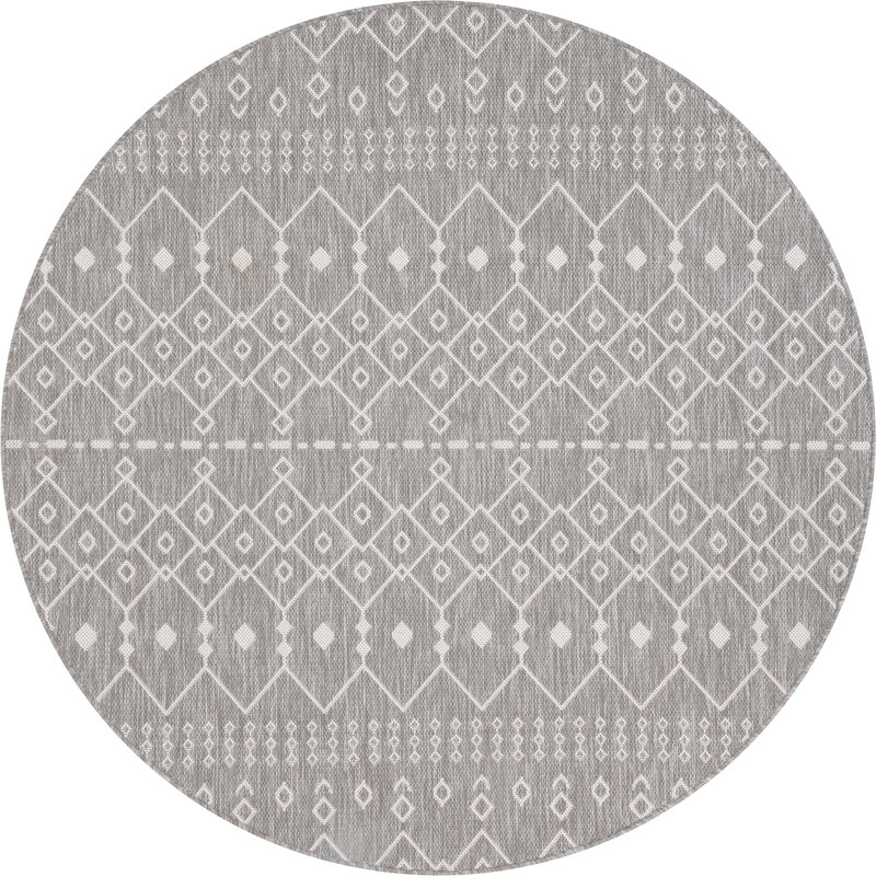 Tapis intérieur / extérieur Marshanna Nord, Rond 5 pi 3 po, Gris