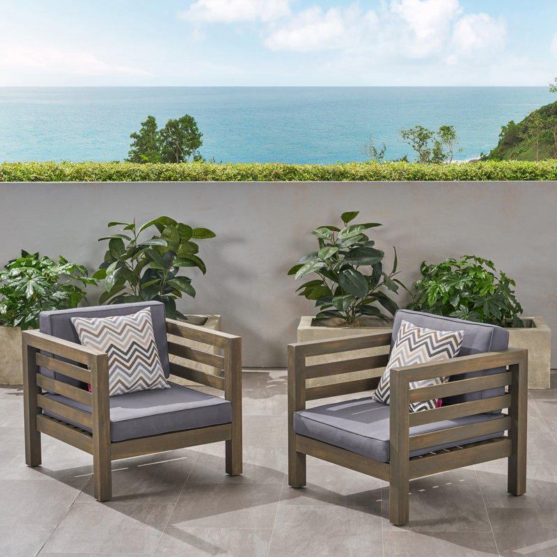 Acacia Outdoor Lounge Chair, Gray Frame / Dark Gray Cushion