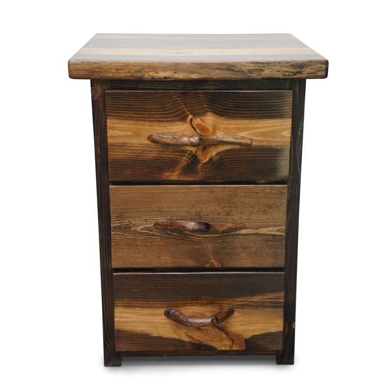 Table de chevet à trois tiroirs Big Edge de la collection Big Sky Live, Marron foncé
