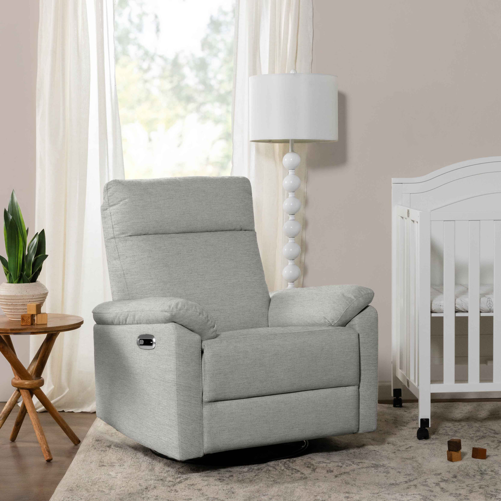 Suzy Electronic Recliner and Swivel Glider, Frost Gray