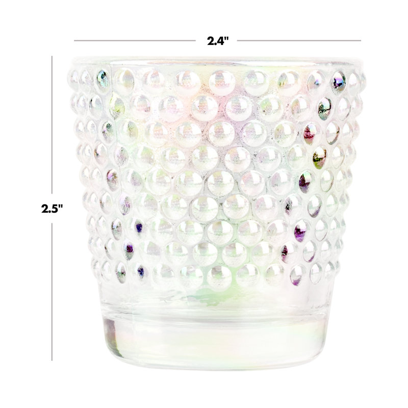 Iridescent Hobnail Glass Candle Holders, 6 Pack