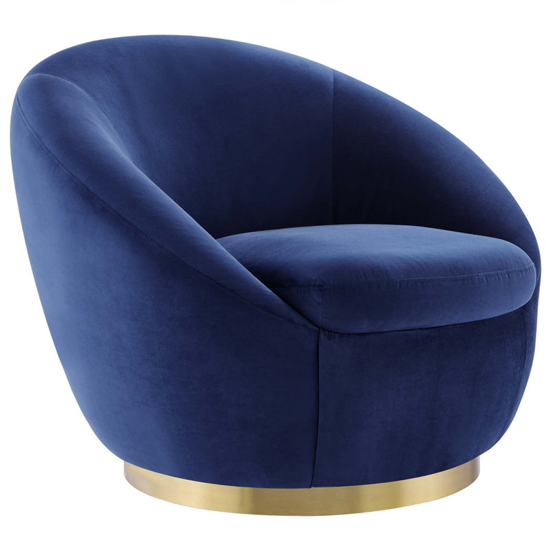 Chaise pivotante en velours performance Buttercup, Bleu marine