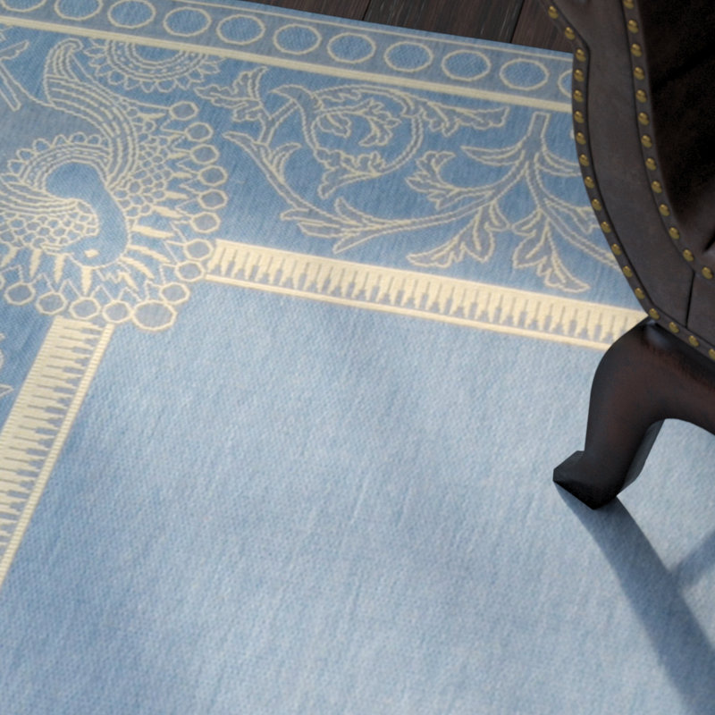 Arneshia Floral Handmade Flatweave Blue/Natural Indoor / Outdoor Area Indoor/Outdoor Area Rug, Runner 2'3" x 14'