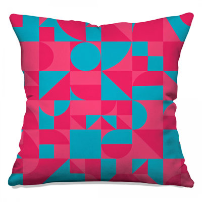 Coussins géométriques rose et bleu