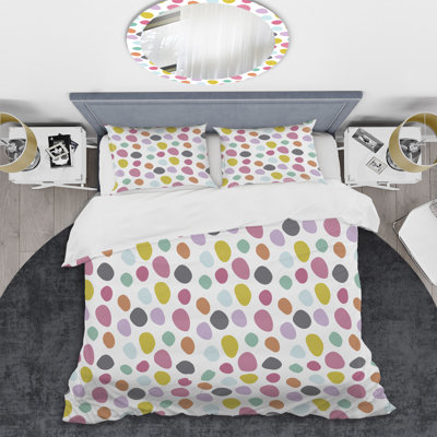 Multicolor Abstract Dot Polyester Dots Duvet Cover