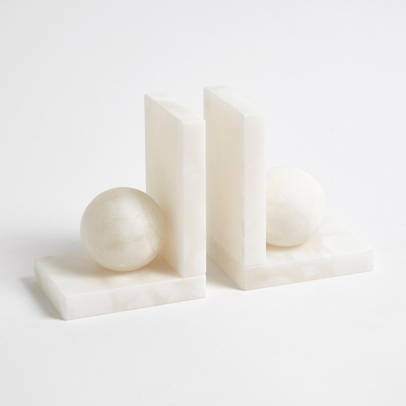 Alabaster Ball Non-skid Bookends