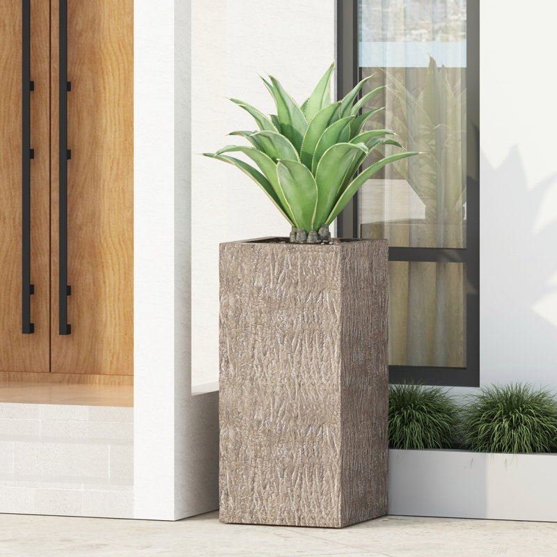 Planète, pot de fleurs de forme rectangulaire. Pot à fleurs, H 24,03 po x l 11,53 po x P 11,47 po
