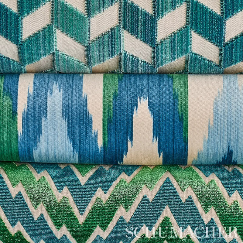 Florentine Chevron Velvet Fabric, Emerald