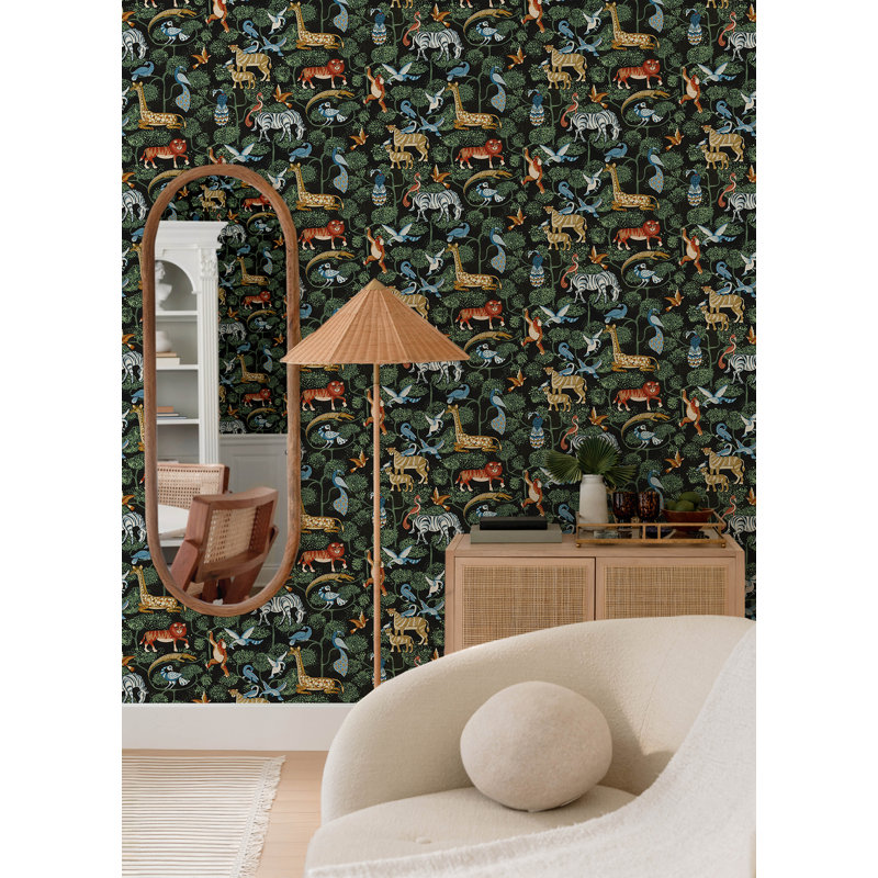Rigby Jungle Animals Wallpaper, Black