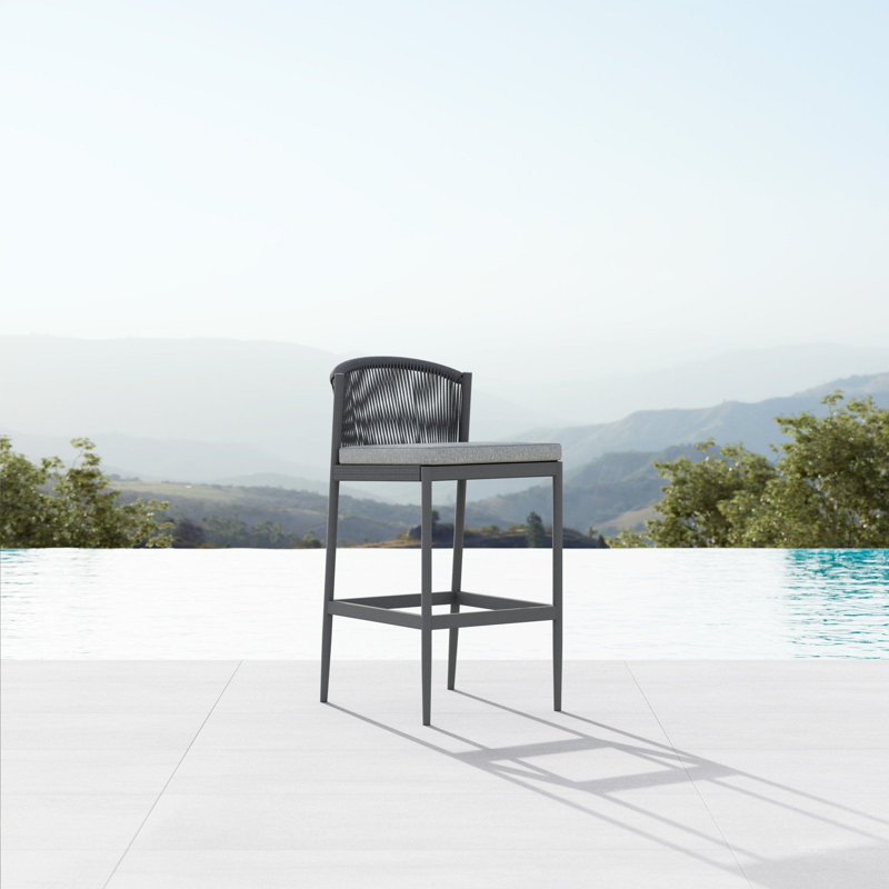 Catalina Patio Bar Stool with Cushion, 32.48" H, Charcoal