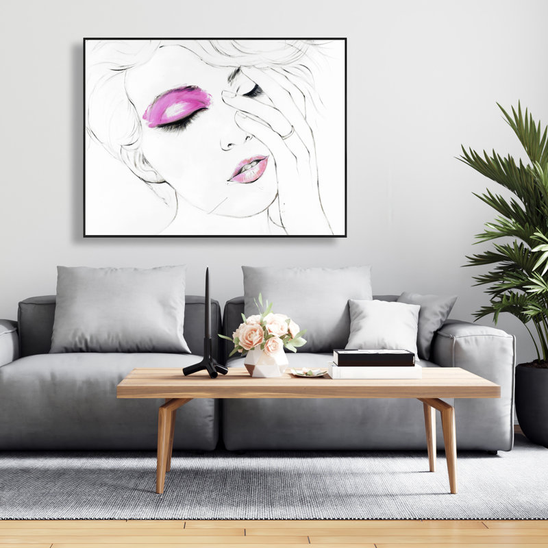 Toile encadrée avec maquillage rose | Décoration intérieure