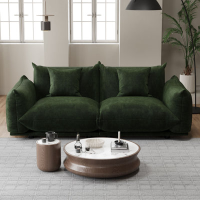 2-Piece Chenille Loveseat Modular Sectional Sofa for Small Space