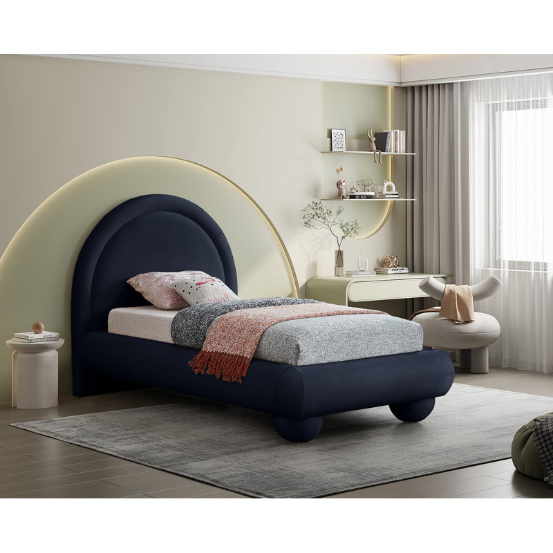 Lit en velours Madrid, Twin, Navy Velvet
