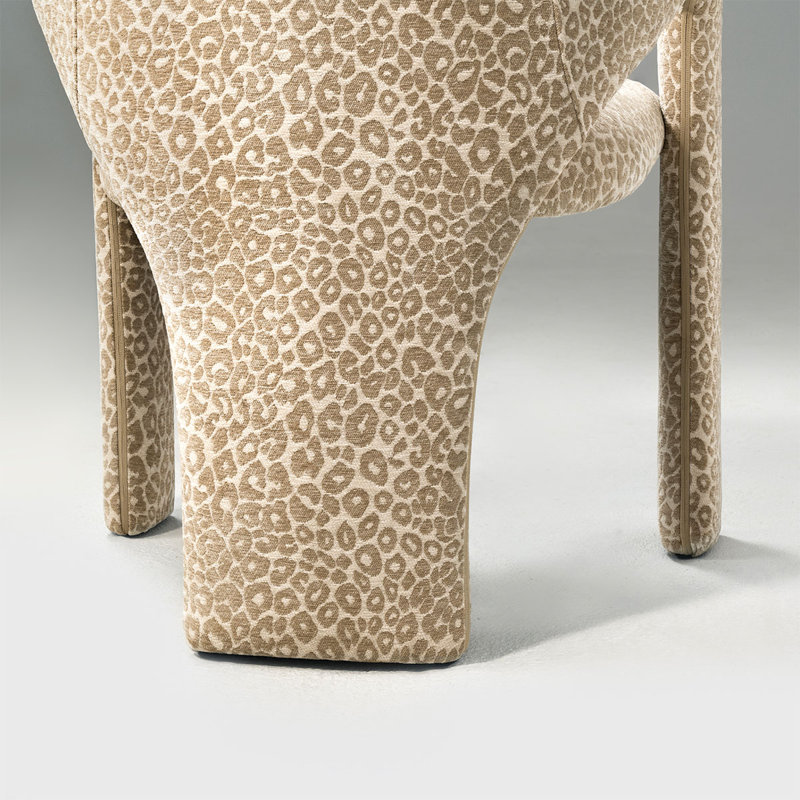 Ensemble de 6 chaises de salle à manger rembourrées à imprimé léopard, Beige