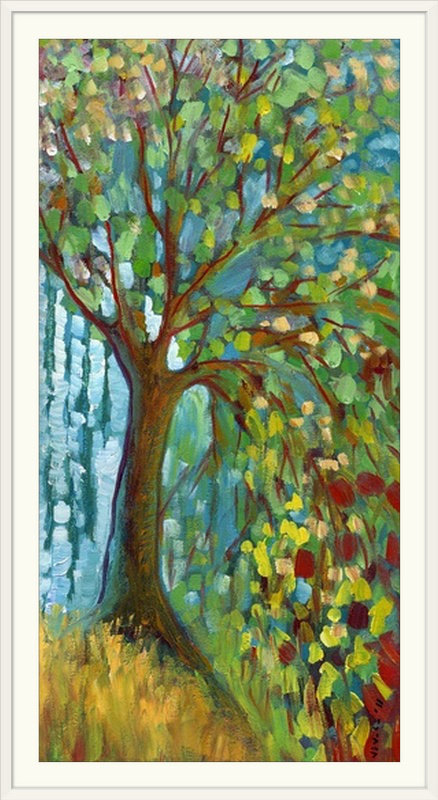 «Nolani Blue Autumn», reproduction d'art, H 32 po x l 20 po x P 1 po, Cadre blanc
