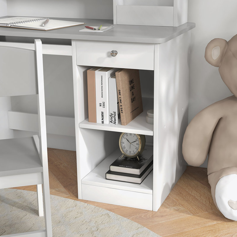 Ensemble de bureau et de chaise pour enfants avec rangement et bureau pour enfants de 5 à 8 ans Qaba
