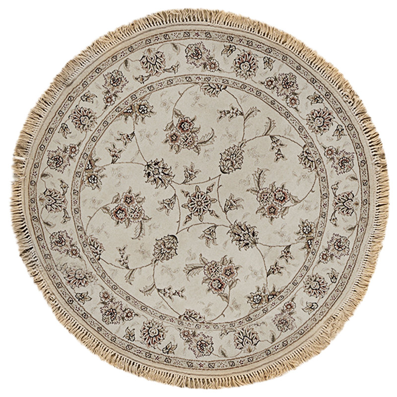 High-Quality Hand-Knotted Ivory Area Rug