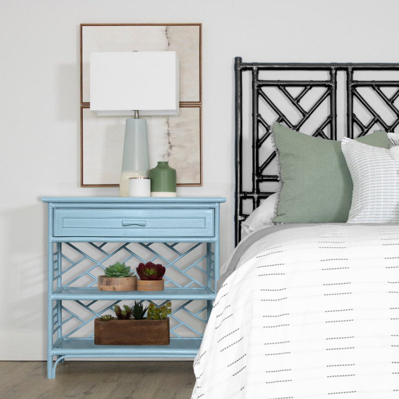 Chippendale End Table, Pool Blue