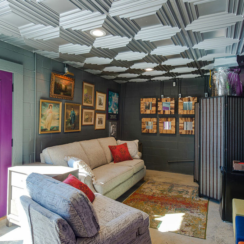 Carreau de plafond en PVC à coller ou à coller Schoolhouse, Noir, L 24 po x L 48 po