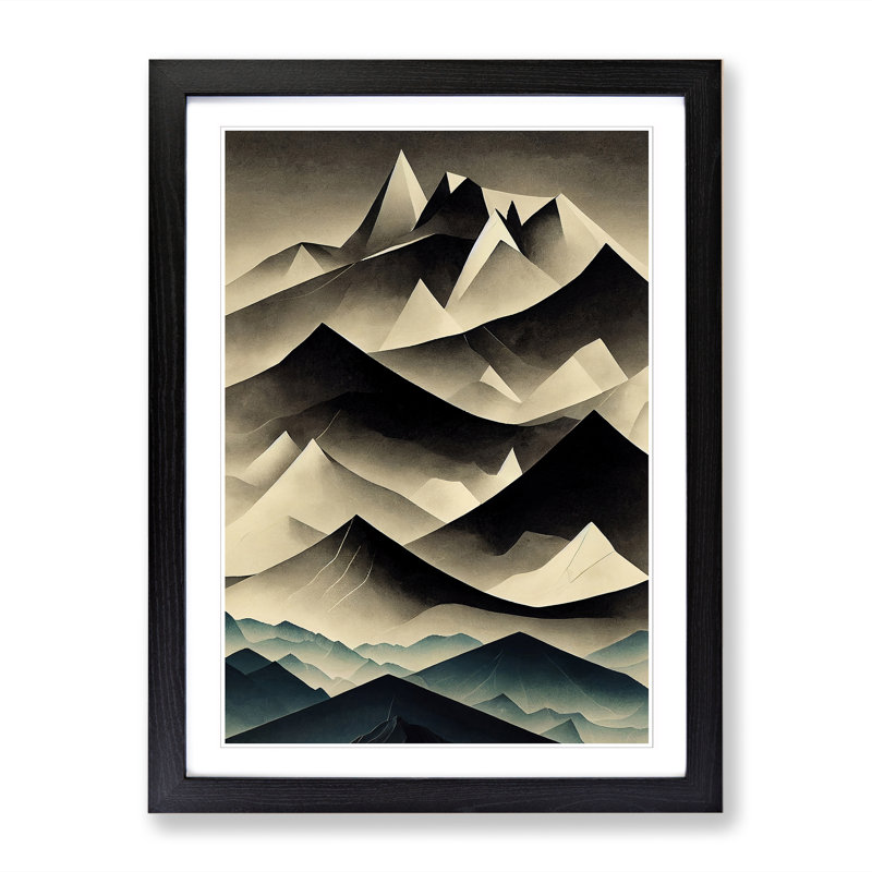 Mountain Abstract Design 1 Piece Wall Art, 34cm H x 25cm W x 2cm D, Black