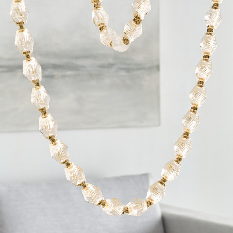 Collier LED Chandelier, Natural Brass, 132"