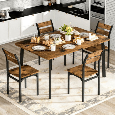 Ensemble de table de salle à manger pour 4, table de cuisine et chaises de 5 pièces, ensemble de 4, table de salle à manger avec 4 chaises pour petit espace, cuisine, coin repas, coin repas