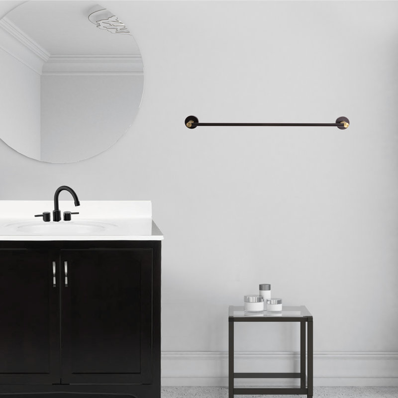 24.4" Wall Mounted Towel Bar, Matte Black/Satin Gold