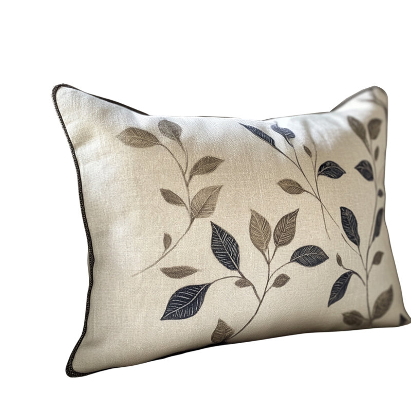 Minimalist Natural Leaf Print Pillow