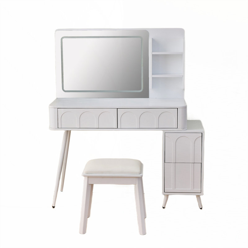 Meuble-lavabo moderne avec miroir et lumières DEL, Blanc