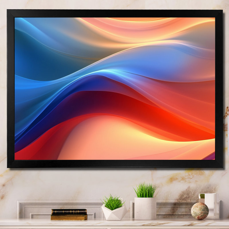 Orange / bleu fractale fractale II, Cadre photo noir simple, H 12 po x l 20 po x P 1 po