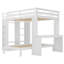 Grand lit superposé simple avec lit inférieur démontable et bureau, structure de lits superposés en bois massif avec tablettes intégrées et garde-robe, peut être converti en lit mezzanine-718446018-718446025