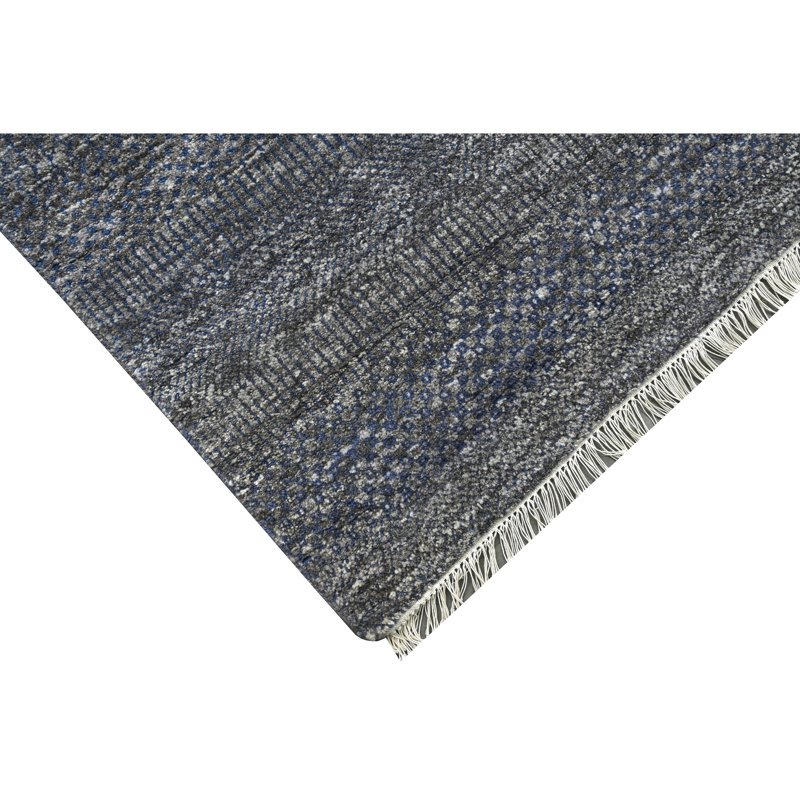 Tapis naturel et bleu noué à la main de haute qualité