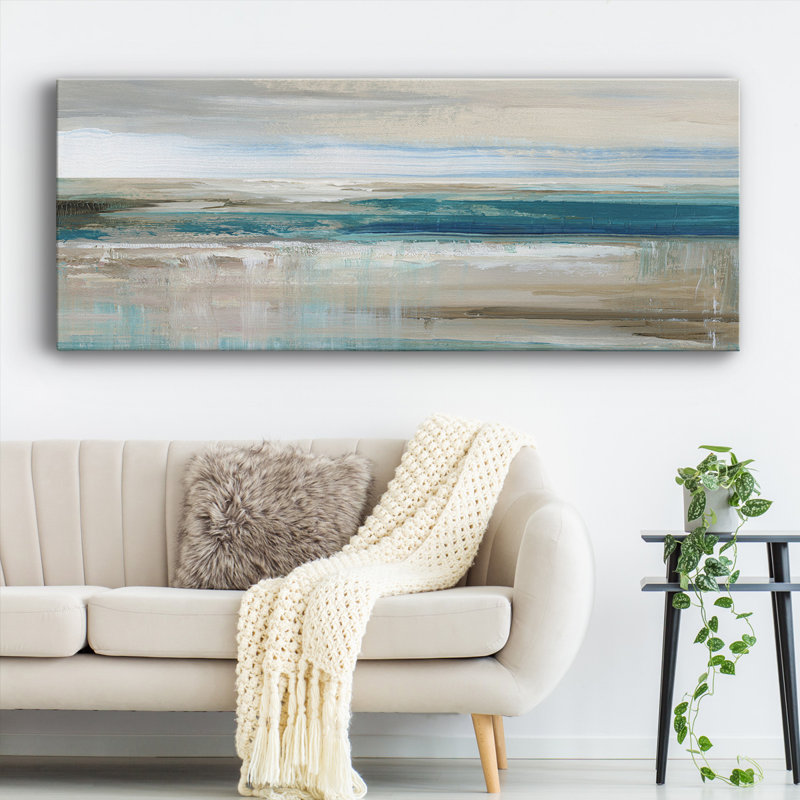 Toile tendue avec galerie abstraite de mer, H 20 po x l 50 po x P 1,5 po