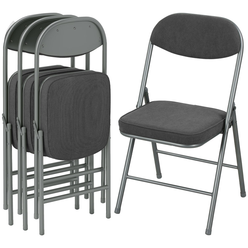 Fabric, Polyurethane, Polyester Padded Folding Chair Set, Dark Grey