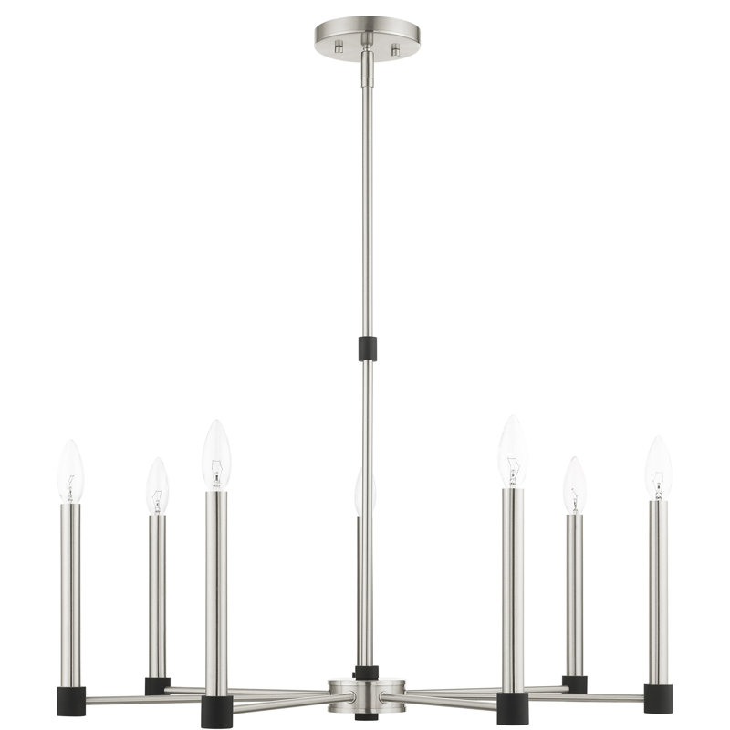 Orean 7 - Light Dimmable Classic / Traditional Chandelier, Brushed Nickel