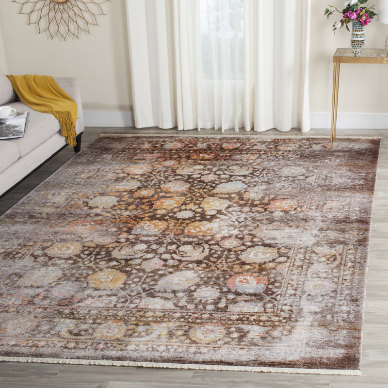 Tapis oriental gris / orange Alena Lake, Rectangle 9 pi x 11 pi 7 po