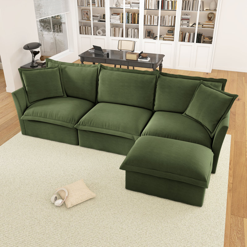 Grand canapé moderne et confortable, Chenille verte