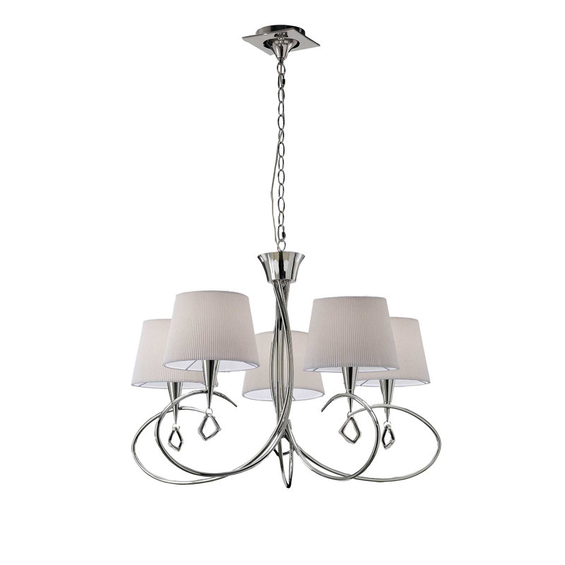 Eurich 5 - Light Shaded Chandelier, Polished Chrome/White