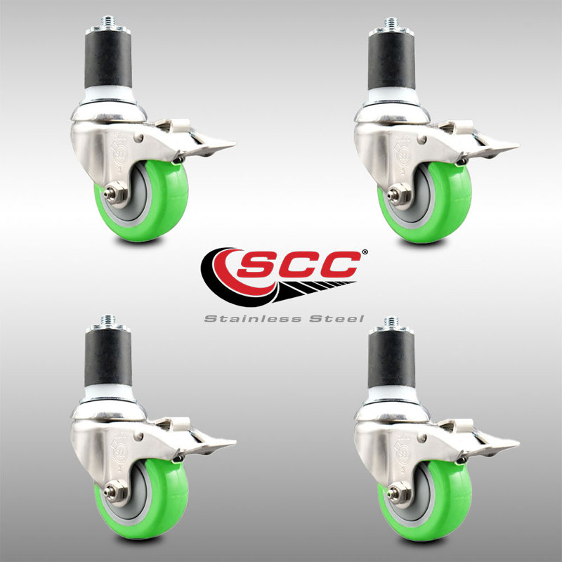 Frein de verrouillage à roulettes extensibles 3,5 pouces pivotant 3,5 pouces 1 1/7 / 8 pouces, Vert