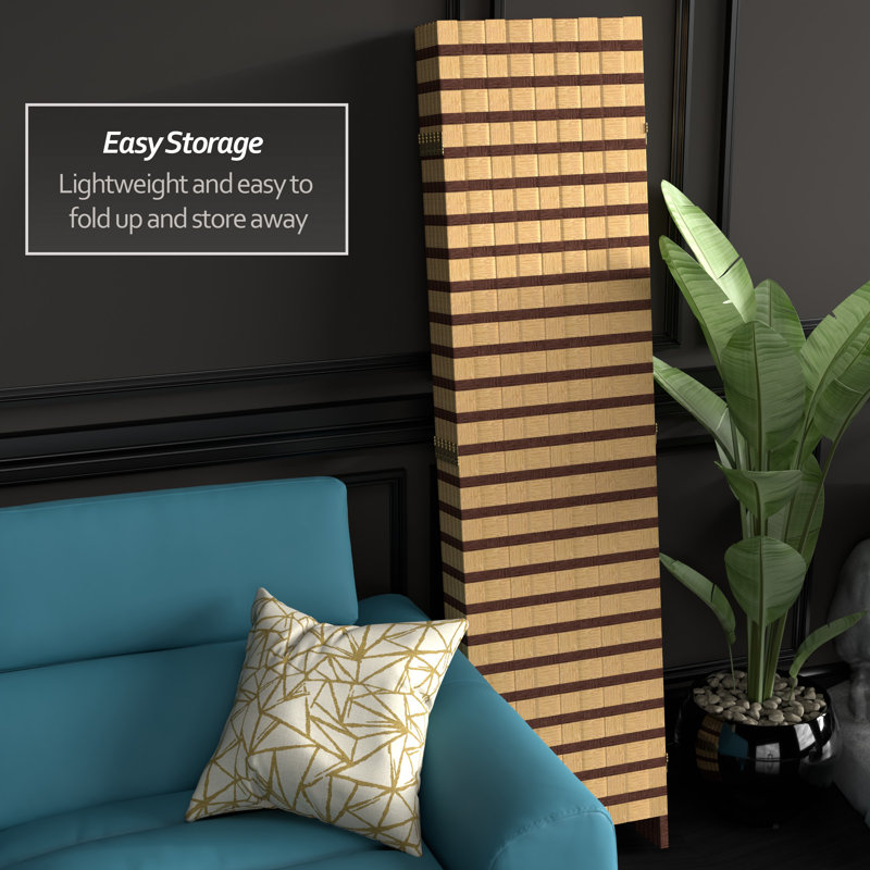 6 ft. Tall Two Tone Natural Fiber Room Divider, 6