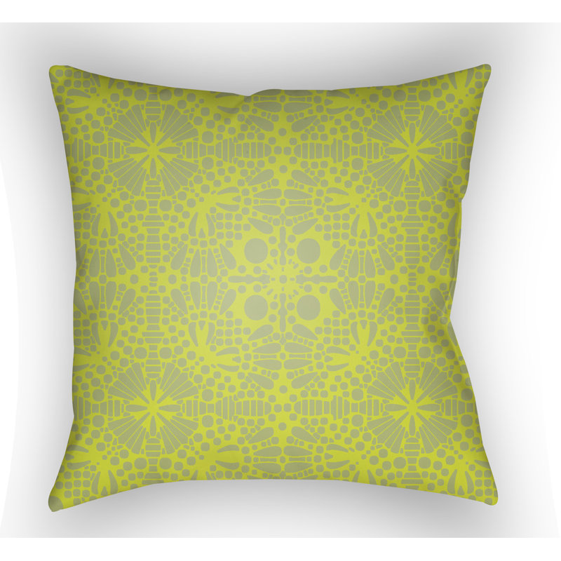 Laser Cut Outdoor Throw Pillow, 20" H x 20" W x 4" D, Lime