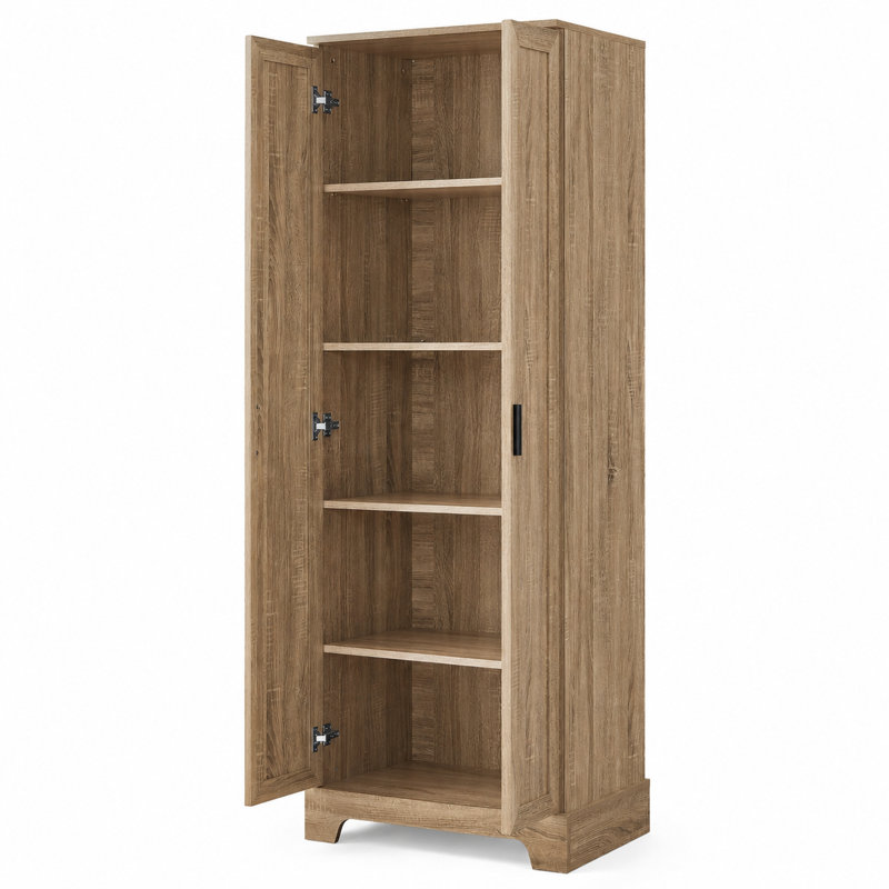 Armoire de rangement simple en bois manufacturé Naber - 2 portes, Brun
