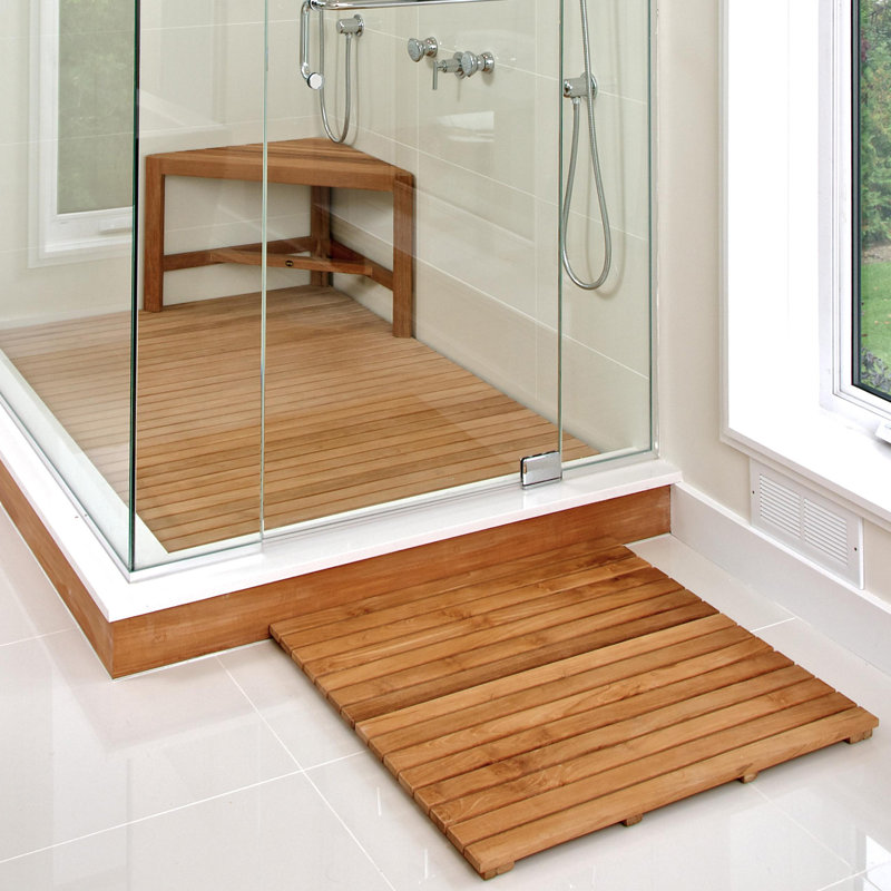 Large Teak Wood Anti-Slip Shower Mat