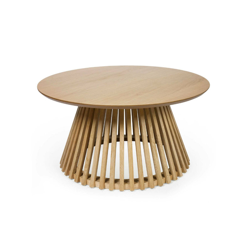Dejania Pedestal Coffee Table, Natural Wood