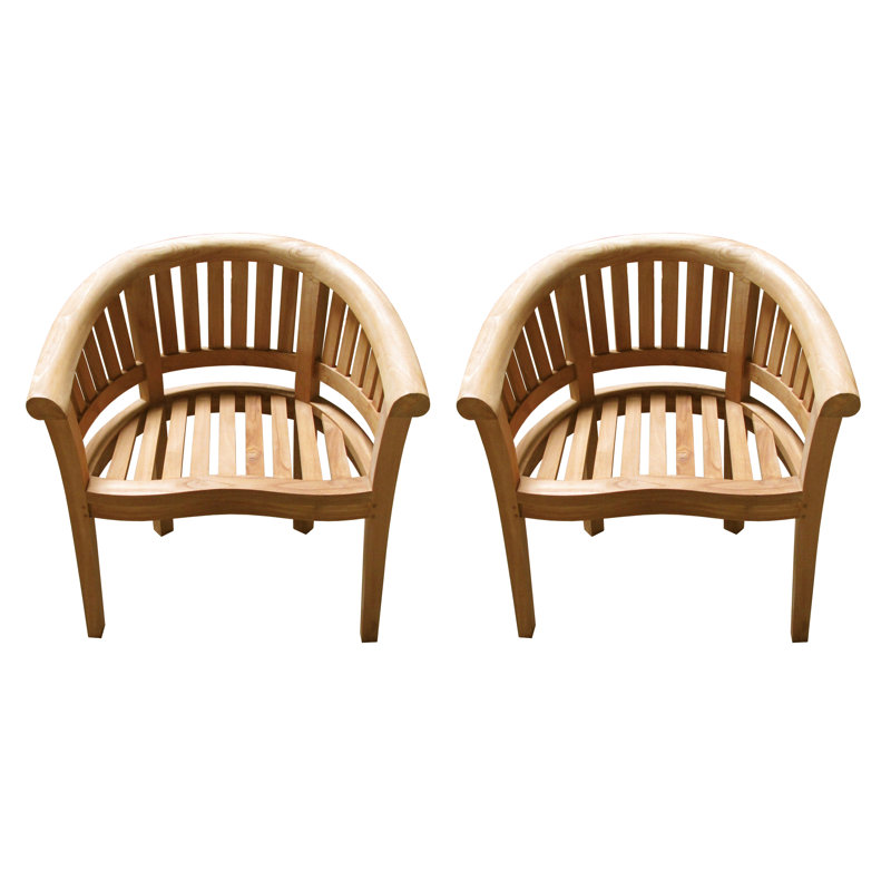 Ensemble de chaises larges en teck Manhattan, Bois naturel foncé